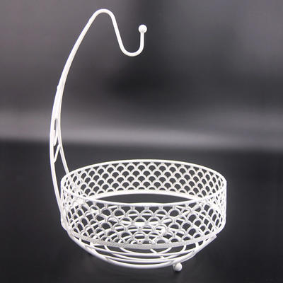 Wire Mesh Metal Fruit Bowl With Banana Hook