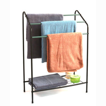 3 Tier Steel Towel Rail With Storage Shelf Assorted Color