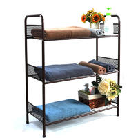 Bathroom Sturdy Space Saver Mesh Wire 3-Tier Towel Tower
